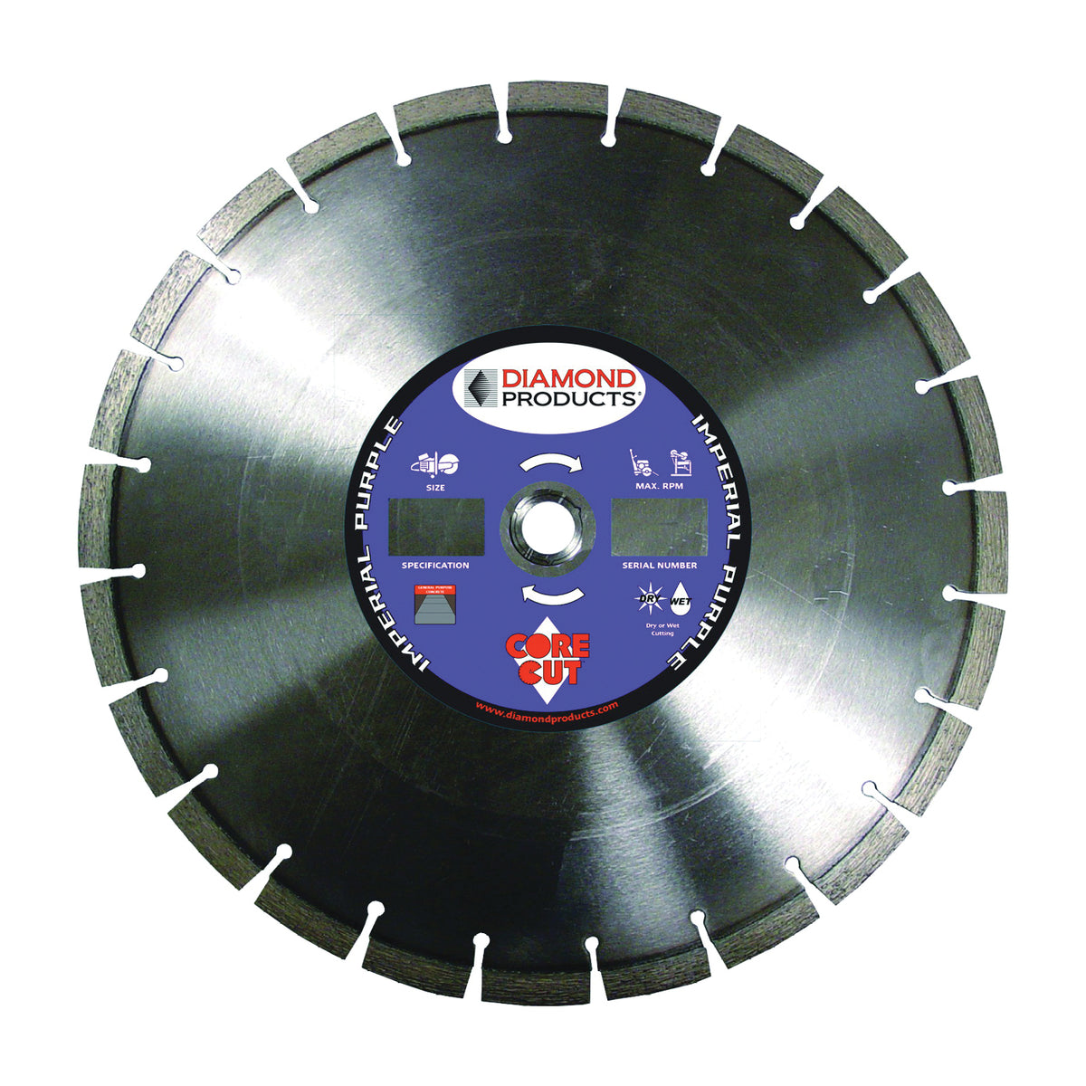 DIAMOND PRODUCTS 96480 Circular Saw Blade, 16 in Dia, Universal Arbor, Diamond Cutting Edge