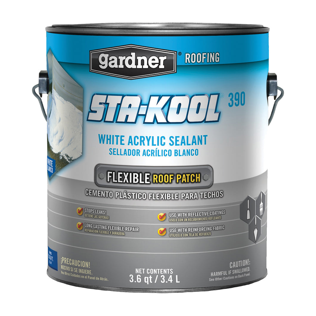 Gardner STA-KOOL 390 Series SK-3901 Acrylic Sealant, White, Liquid, 1 gal