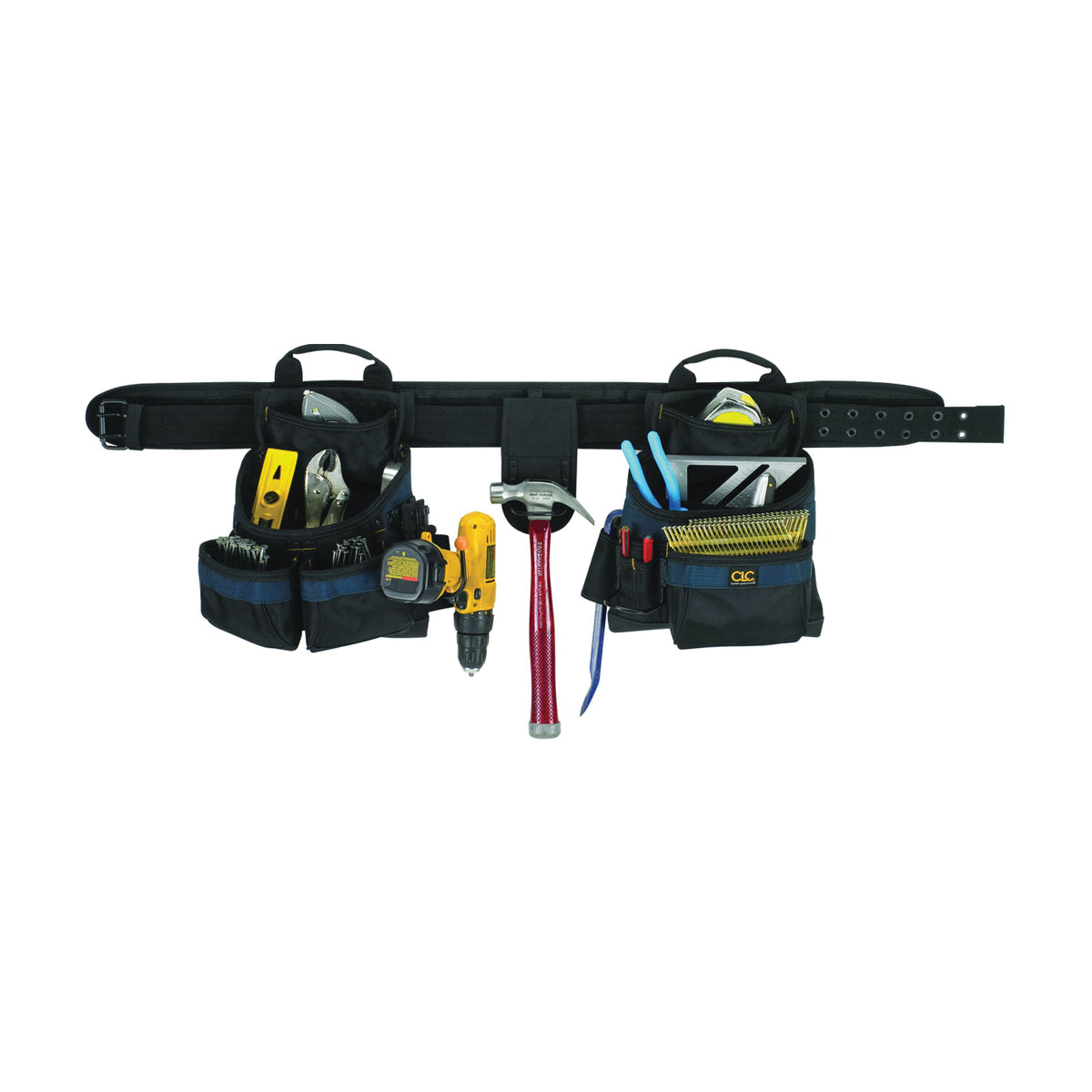 CLC Tool Works Series 2602 Tool Belt, 29 to 46 in Waist, Ballistic Poly Fabric, Black/Blue, 17-Pocket