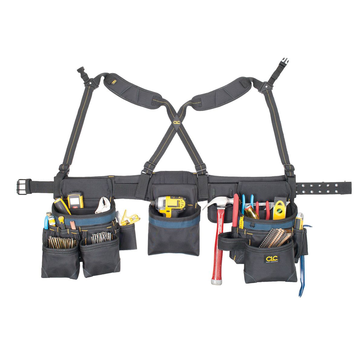 CLC Tool Works Framing Master Series 2617 Tool Belt, 29 to 46 in Waist, Ballistic Poly Fabric, Black, 28-Pocket