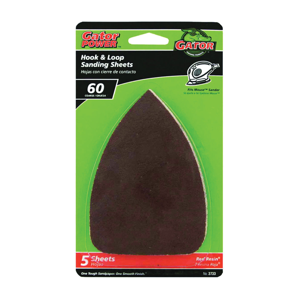 Gator 3733 Sanding Sheet, 3-1/2 in W, 5 in L, 60 Grit, Coarse, Aluminum Oxide Abrasive, Paper Backing