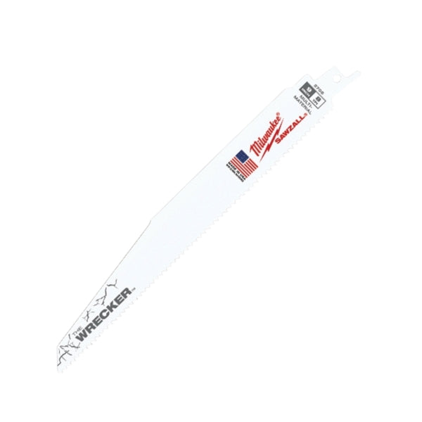 Milwaukee 48-00-5706 Reciprocating Saw Blade, 1 in W, 9 in L, 8 TPI, Bi-Metal Cutting Edge