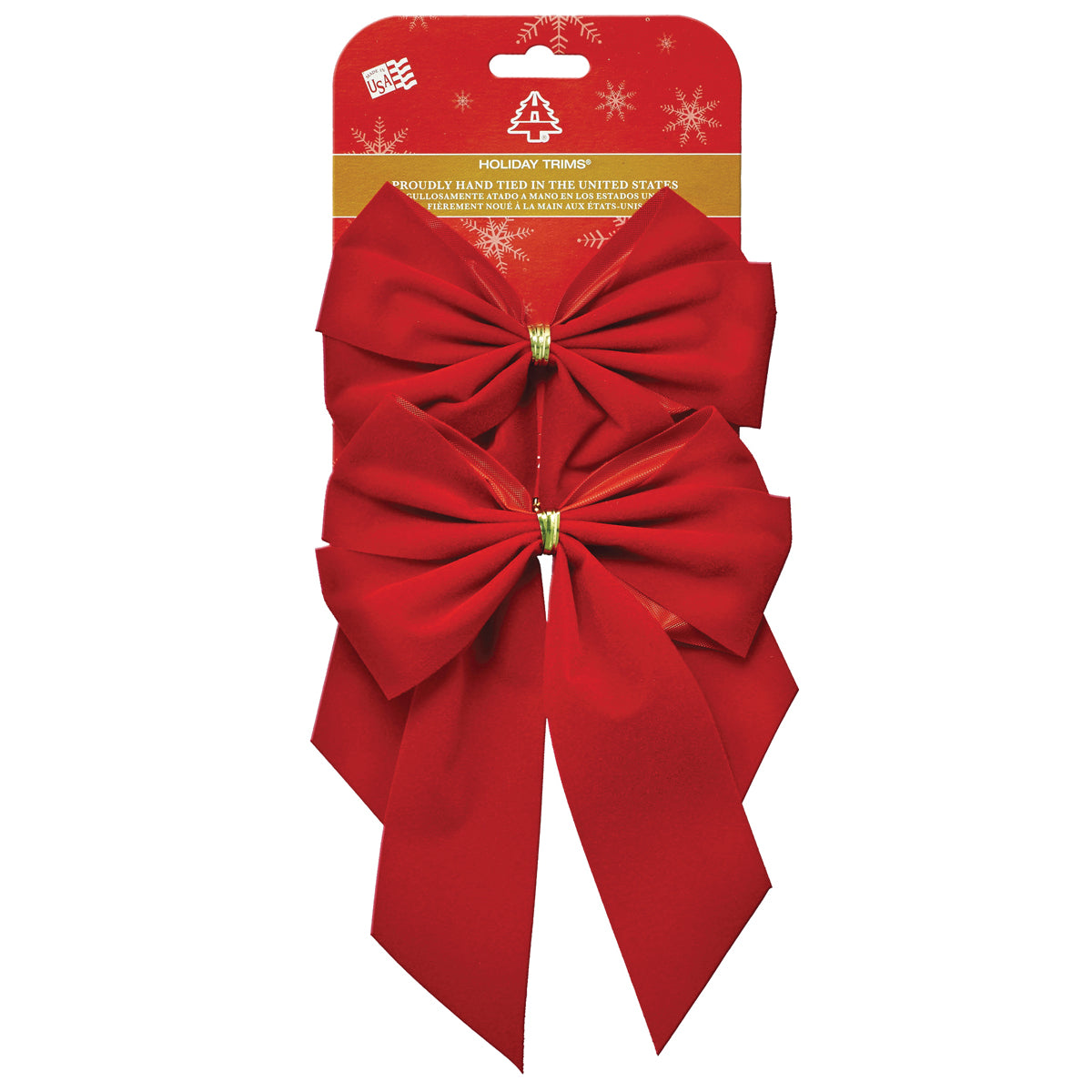Holidaytrims 7320 Gift Bow, Velvet, Red, 2 PK