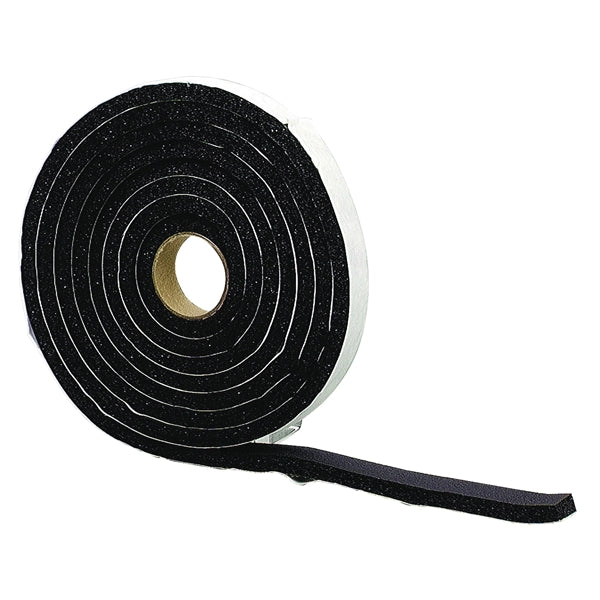 M-D 06635 Premium Weatherstrip Tape, 3/4 in W, 10 ft L, Rubber, Black