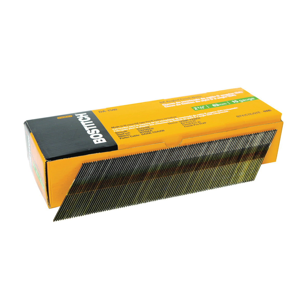 Bostitch DA-1540 Finish Nail, 2-1/2 in L, 15 Gauge, Steel, Coated, Smooth Shank