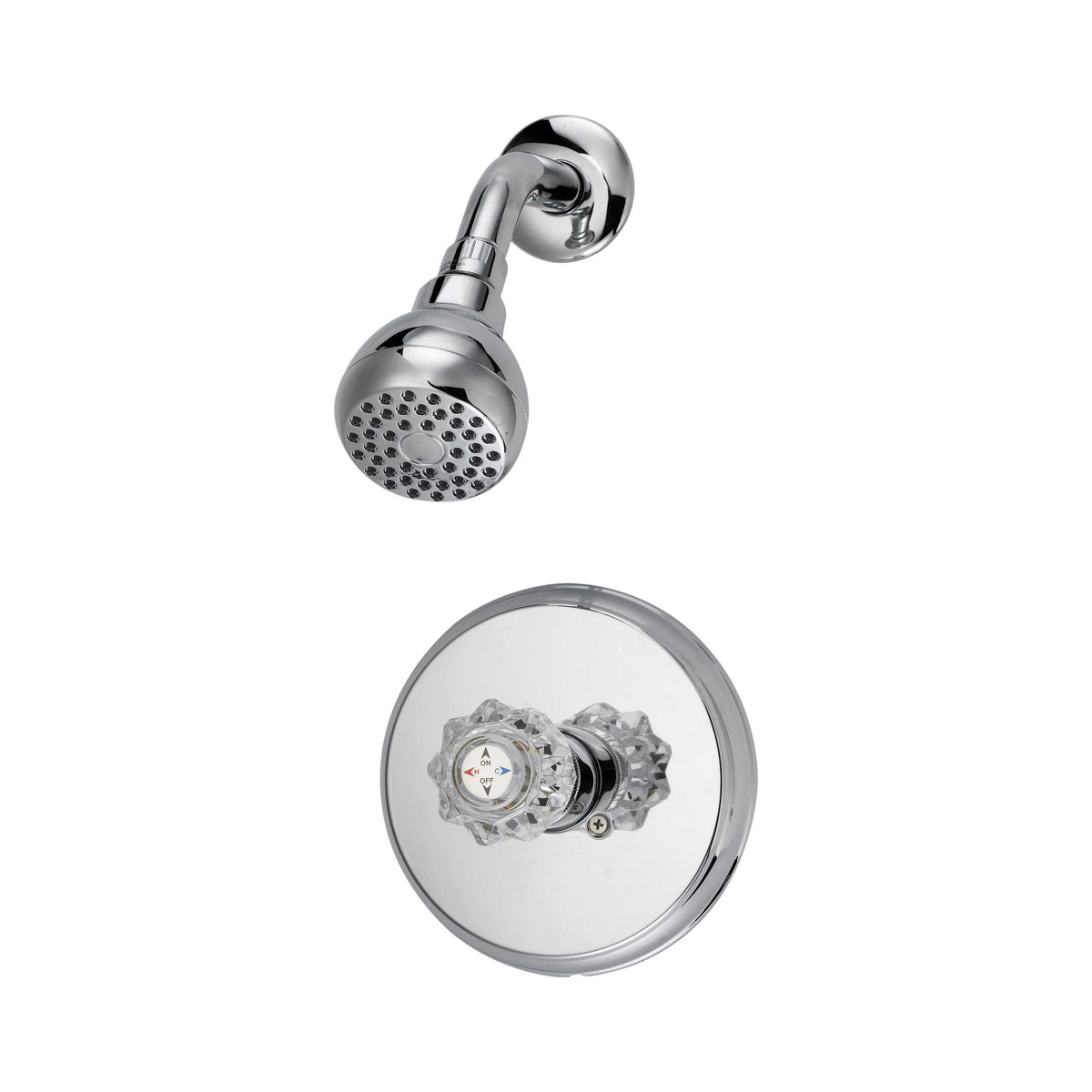 Boston Harbor GU-F1010207CP Shower Faucet, 1.75 gpm, 2.75 in Showerhead, Metal/Plastic, Round Showerhead, Knob Handle