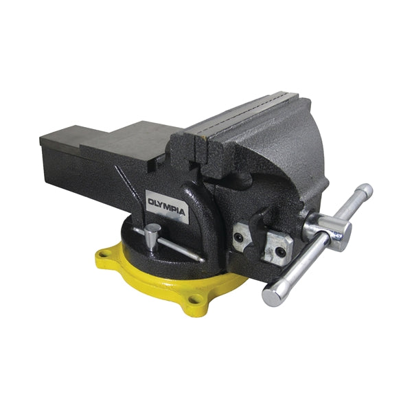 Olympia Tools 38-647 One Hand Operation Vise, 5-1/2 in Jaw Opening, 6 in W Jaw, 2-1/4 in D Throat