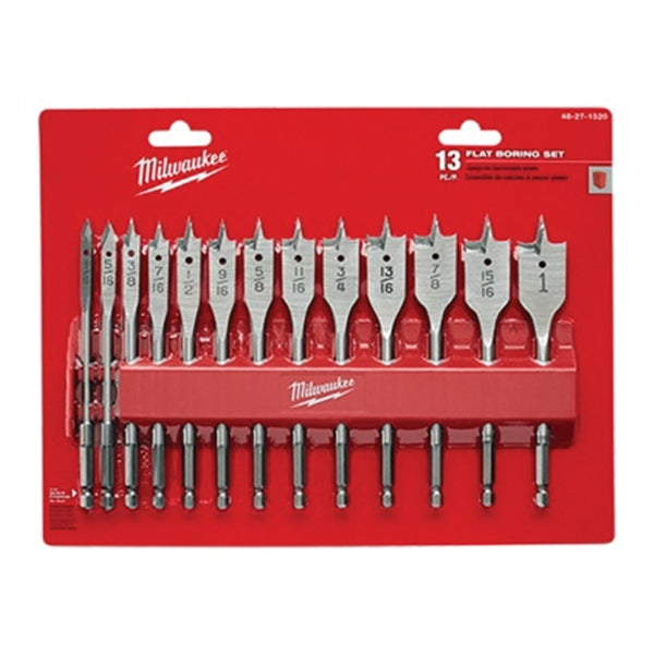 Milwaukee 48-27-1520 Boring Bit Set, Flat, 13-Piece, HCS
