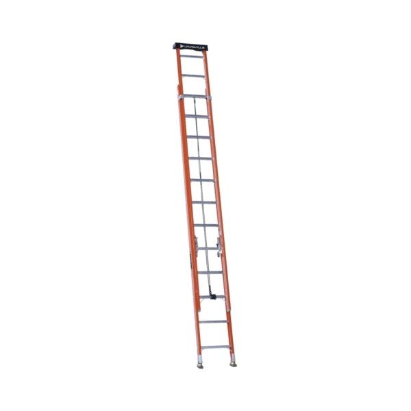 Louisville L-3022-24PT Extension Ladder, 286 in H Reach, 300 lb, 1-1/2 in D Step, Fiberglass, Orange