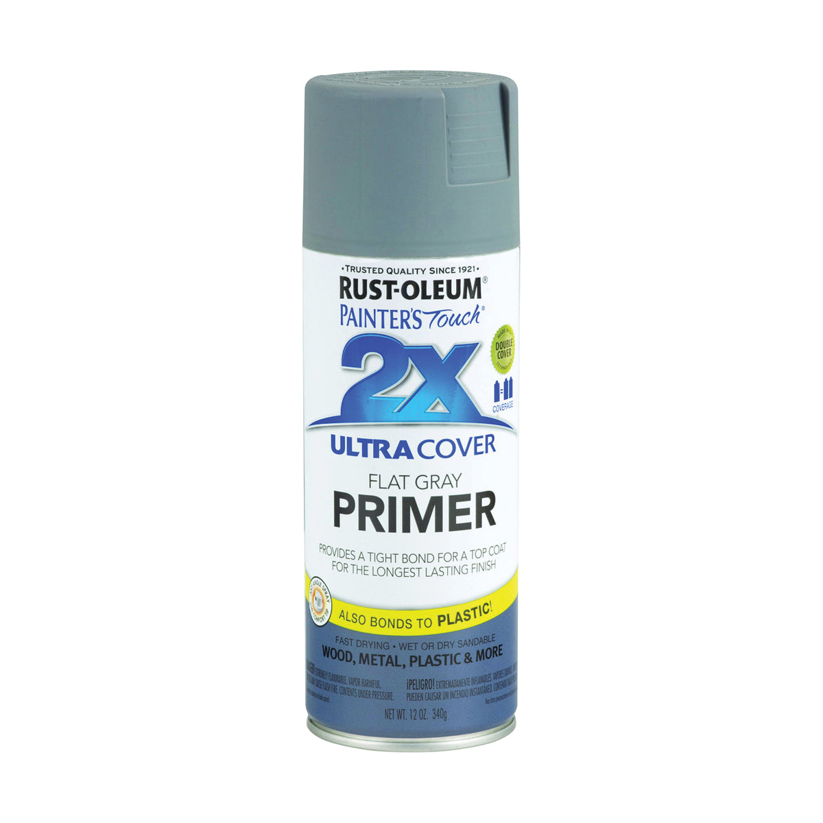 RUST-OLEUM PAINTER'S Touch 249088 Spray Primer, Flat, Gray, 12 oz, Aerosol Can