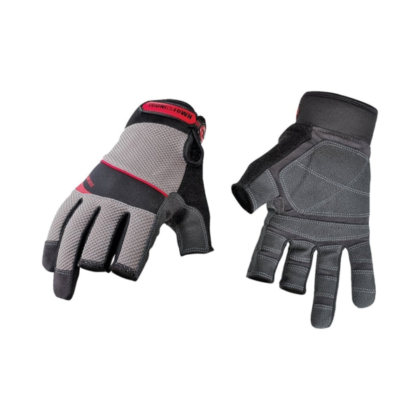 Youngstown Glove 03-3110-80-L 3-Cropped Finger Work Gloves, Men's, L, Brow Wipe Thumb, Hook-and-Loop Cuff, Nylon
