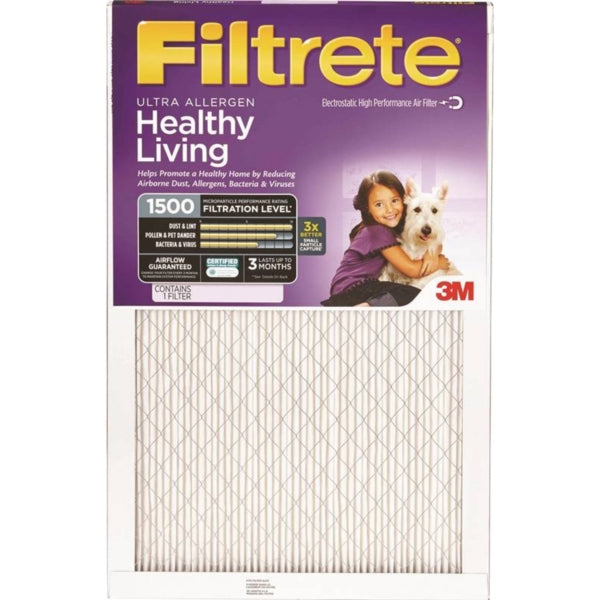 Filtrete 2016DC-6 Electrostatic Air Filter, 16 in L, 16 in W, 11 MERV, 90 % Filter Efficiency, Microfiber Filter Media