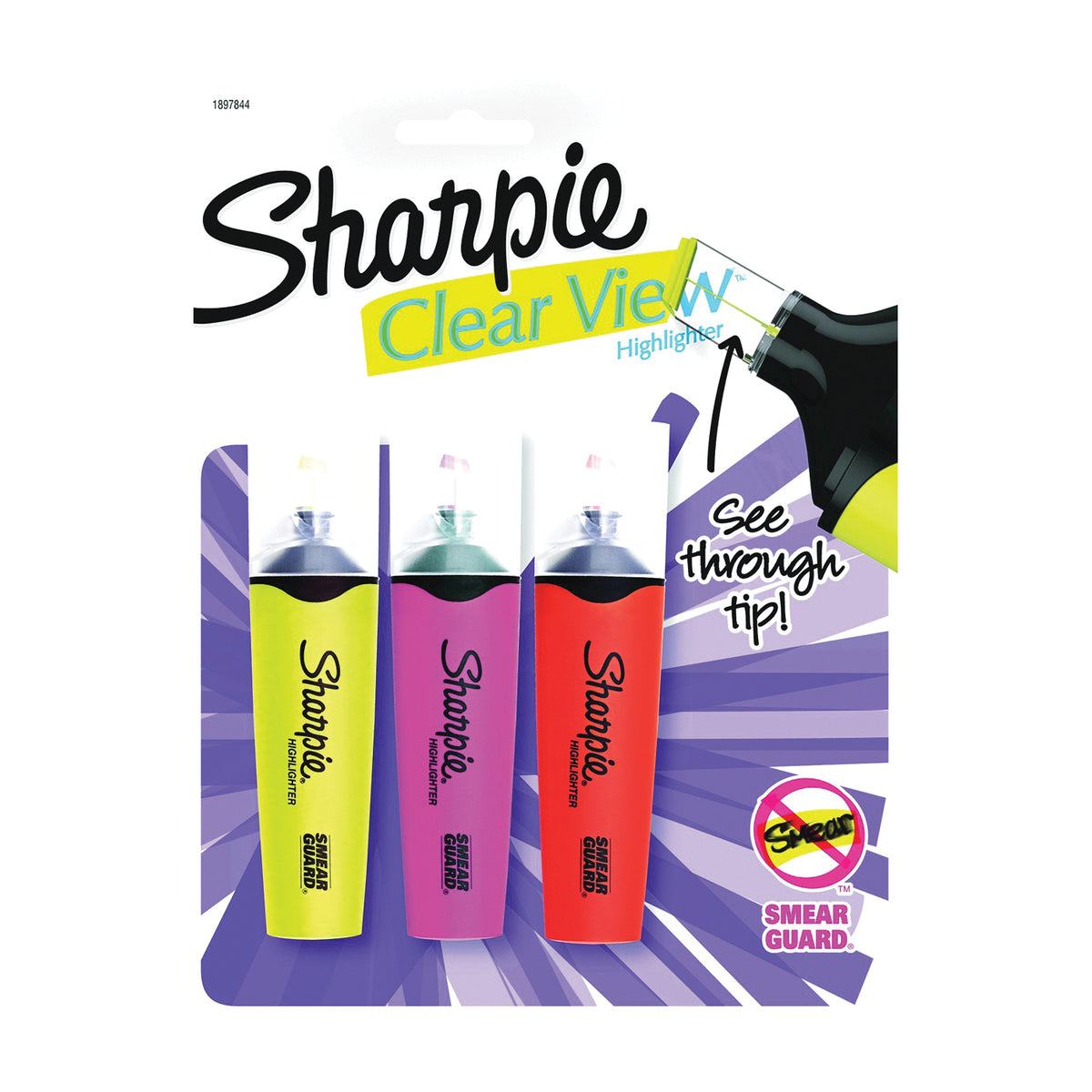 Sharpie Clear View 1912767 Highlighter, Chisel Lead/Tip, Orange/Pink/Yellow Lead/Tip
