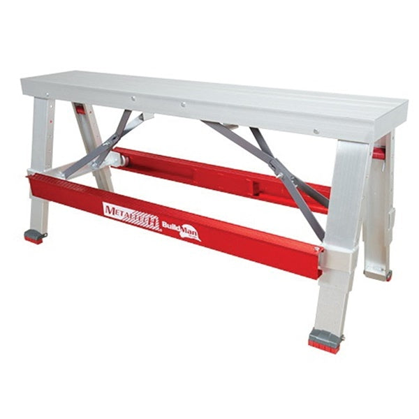 METALTECH I-BMDWB18 Drywall Bench, 48 in OAW, 6-1/4 in OAH, 17-1/2 in OAD, 500 lb Capacity, Red, Aluminum Tabletop