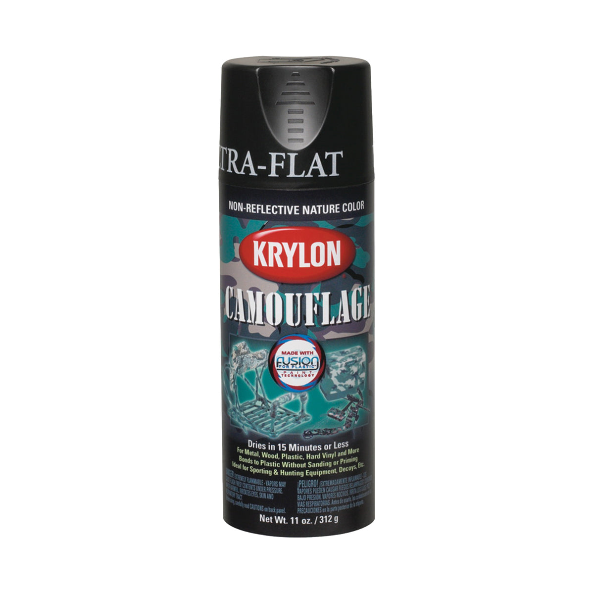 Krylon K04290007 Camouflage Spray Paint, Ultra Flat, Black, 11 oz, Can