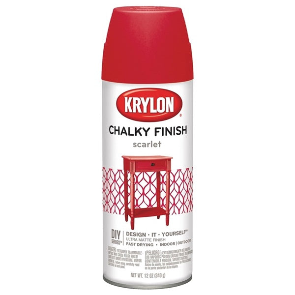 Krylon K04115000 Chalked Paint, Matte, Scarlet, 12 oz, Aerosol Can