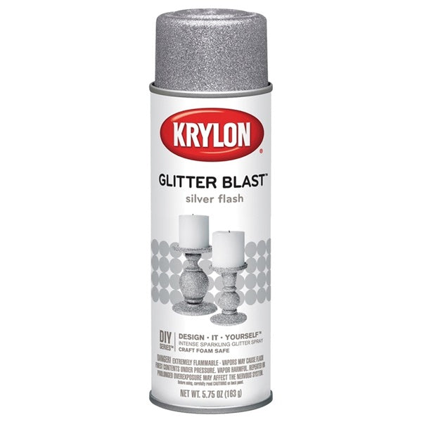 Krylon Glitter Blast K03802A00 Spray Paint, Glitter, Silver Flash, 5.75 oz, Aerosol Can