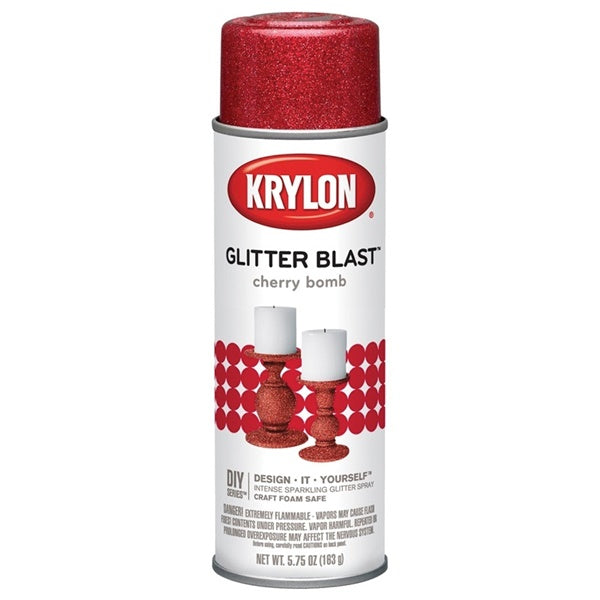 Krylon Glitter Blast K03806A00 Spray Paint, Glitter, Cherry Bomb, 5.75 oz, Aerosol Can