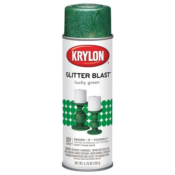 Krylon Glitter Blast K03809A00 Spray Paint, Glitter, Lucky Green, 5.75 oz, Aerosol Can