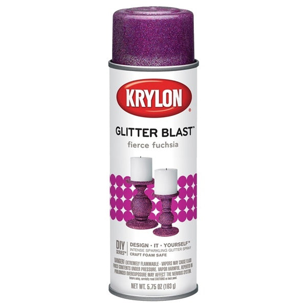 Krylon Glitter Blast K03815A00 Spray Paint, Glitter, Fierce Fuchsia, 5.75 oz, Aerosol Can