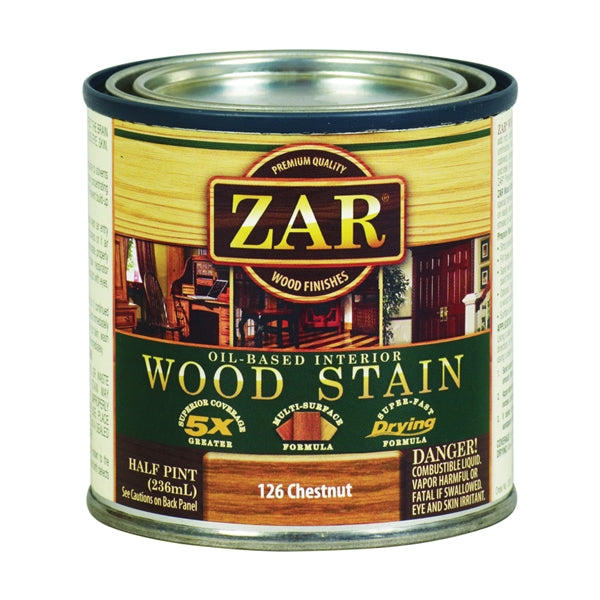 ZAR 12606 Wood Stain, Chestnut, Liquid, 0.5 pt, Can