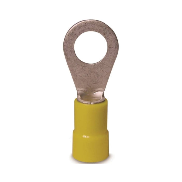 GB 20-108 Ring Terminal, 600 V, 12 to 10 AWG Wire, 1/4 to 3/8 in Stud, Vinyl Insulation, Copper Contact, Yellow