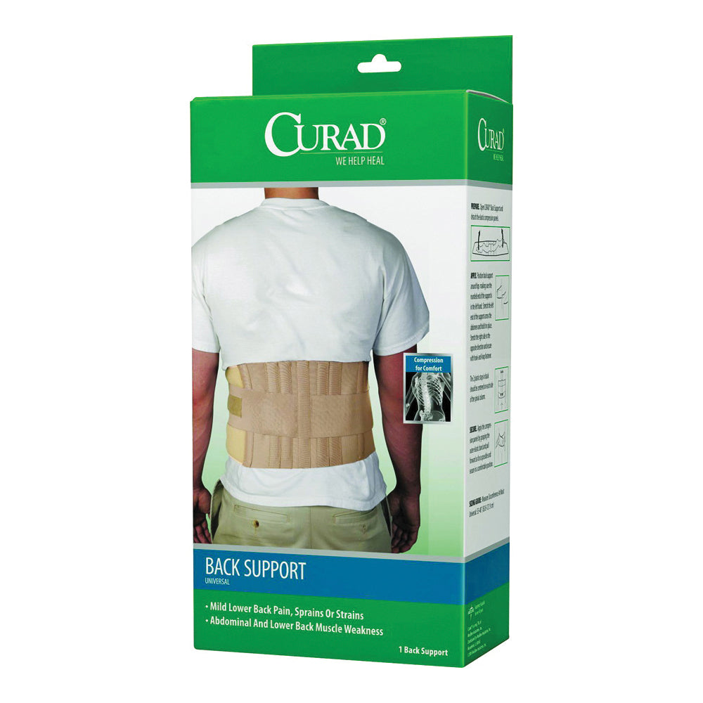 CURAD ORT22000D Back Support, One-Size, Fits to Waist Size: 33 to 48 in, Hook and Loop Closure