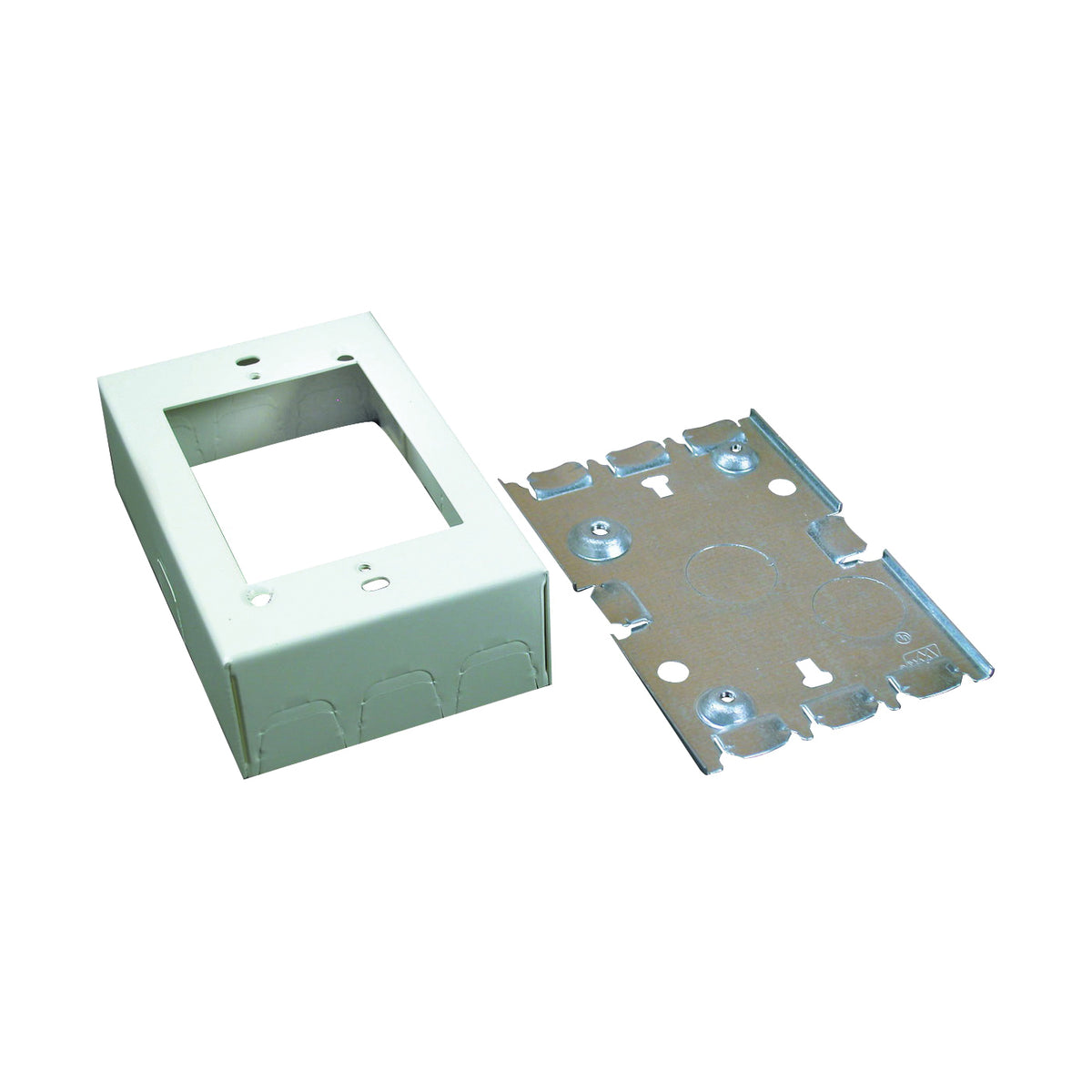 Wiremold B3 Outlet Box, 0 -Knockout, Metal, Ivory, Wall Mounting