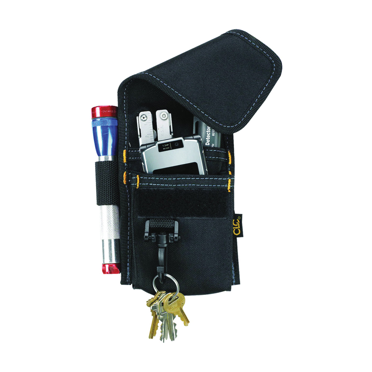 CLC Tool Works Series 1104 Multi-Purpose Tool Holder, 4-Pocket, Polyester, Black, 3 in W, 7-1/4 in H, 1 in D