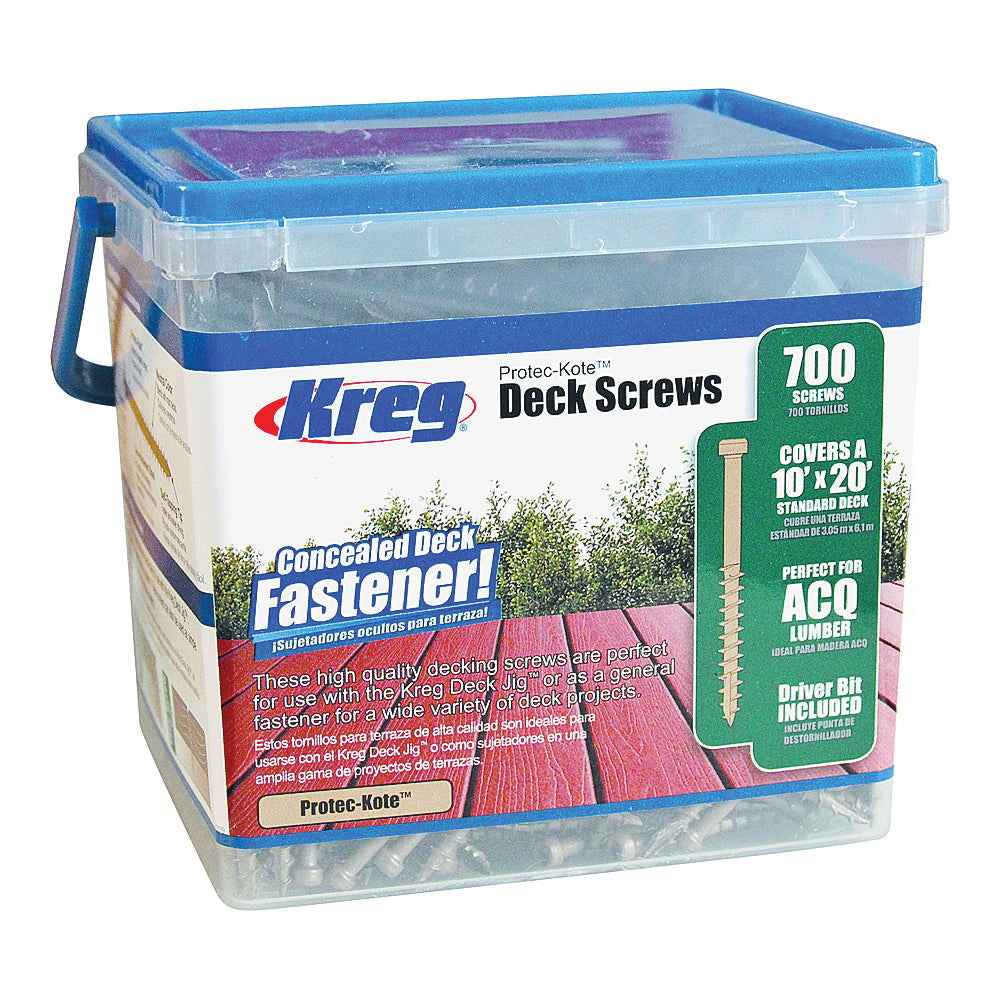 Kreg SDK-C2W-700 Deck Screw Kit, #8 Thread, 2 in L, Coarse Thread, Pan Head, Square Drive, Self-Tapping Point, Steel