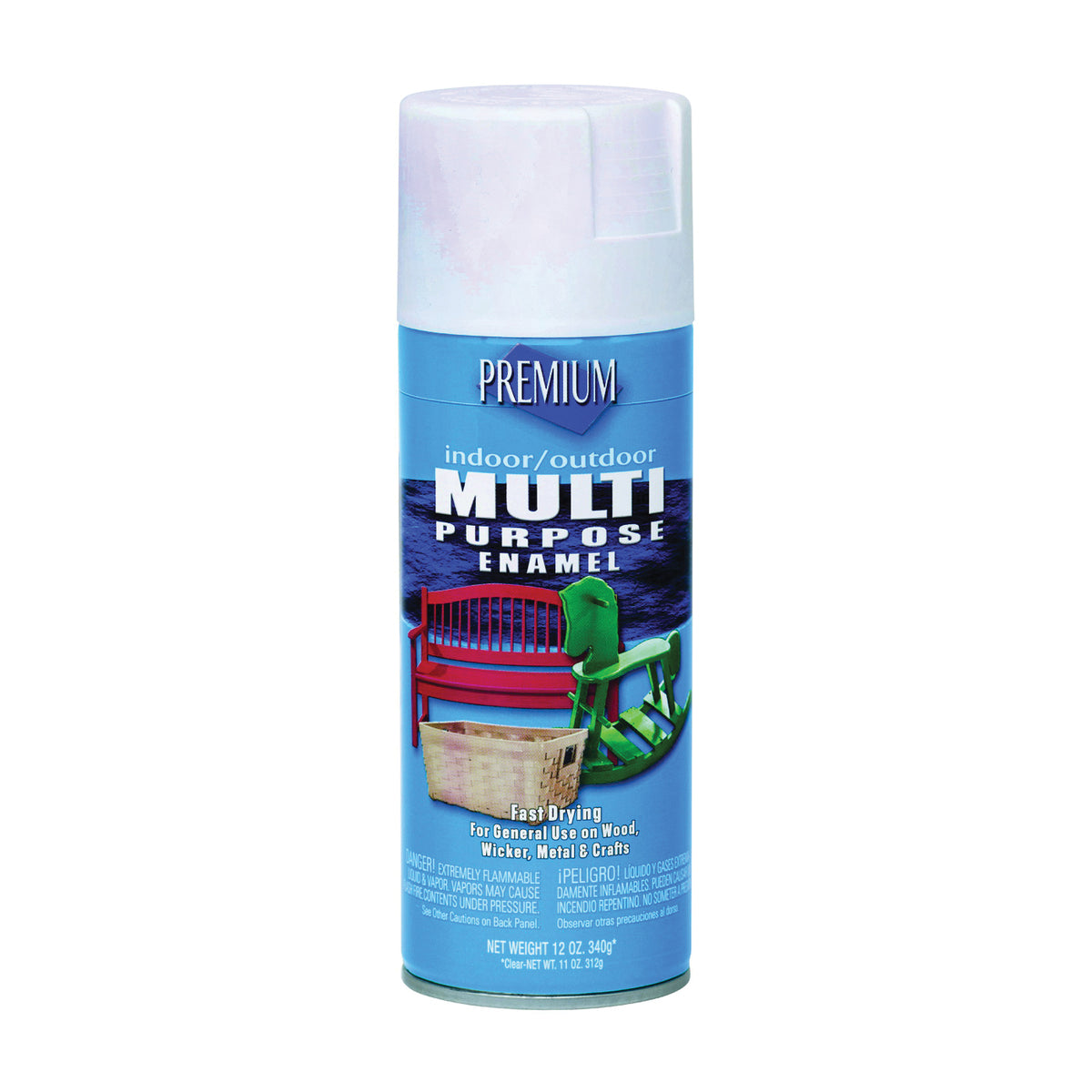 RUST-OLEUM 208268 Spray Paint, Semi-Gloss, White, 12 oz, Aerosol Can