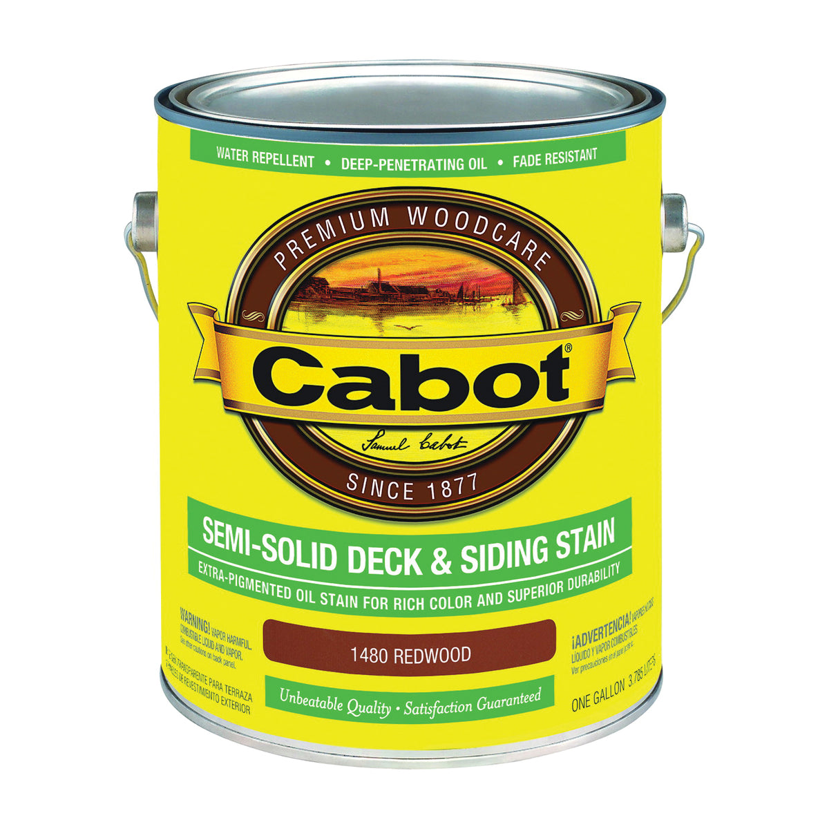 Cabot 140.0001480.007 Deck and Siding Stain, Natural Flat, Redwood, Liquid, 1 gal