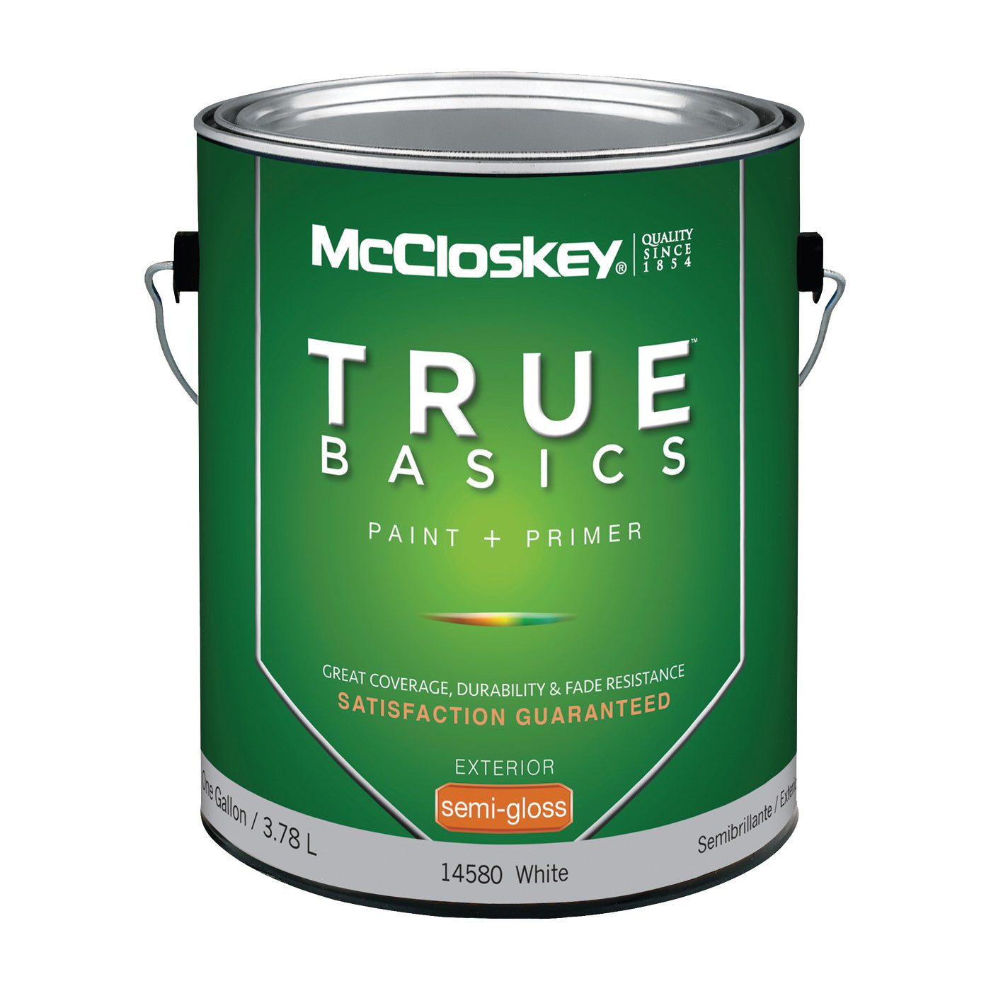 McCloskey 14580 Exterior House Paint, Semi-Gloss, White, 1 gal
