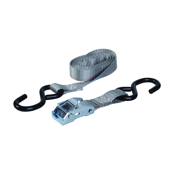 KEEPER 05716 Tie-Down, 1 in W, 8 ft L, Gray, 400 lb, S-Hook End Fitting, Steel End Fitting