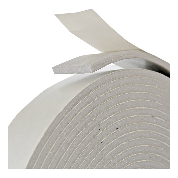 Frost King V447H Foam Tape, 1-1/4 in W, 30 ft L, 3/16 in Thick, PVC, Gray