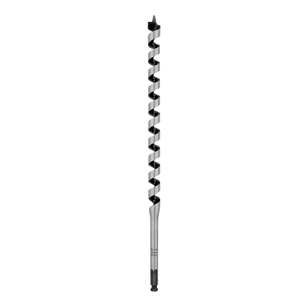 IRWIN 3043010 Auger Drill Bit, 13/16 in Dia, 17 in OAL, Twist Flute, 1-Flute, 7/16 in Dia Shank
