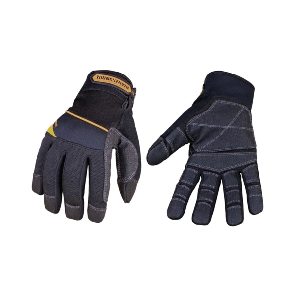 Youngstown Glove 03-3060-80-M All-Purpose, Heavy-Duty Work Gloves, Men's, M, Brow Wipe Thumb, Hook-and-Loop Cuff, Black