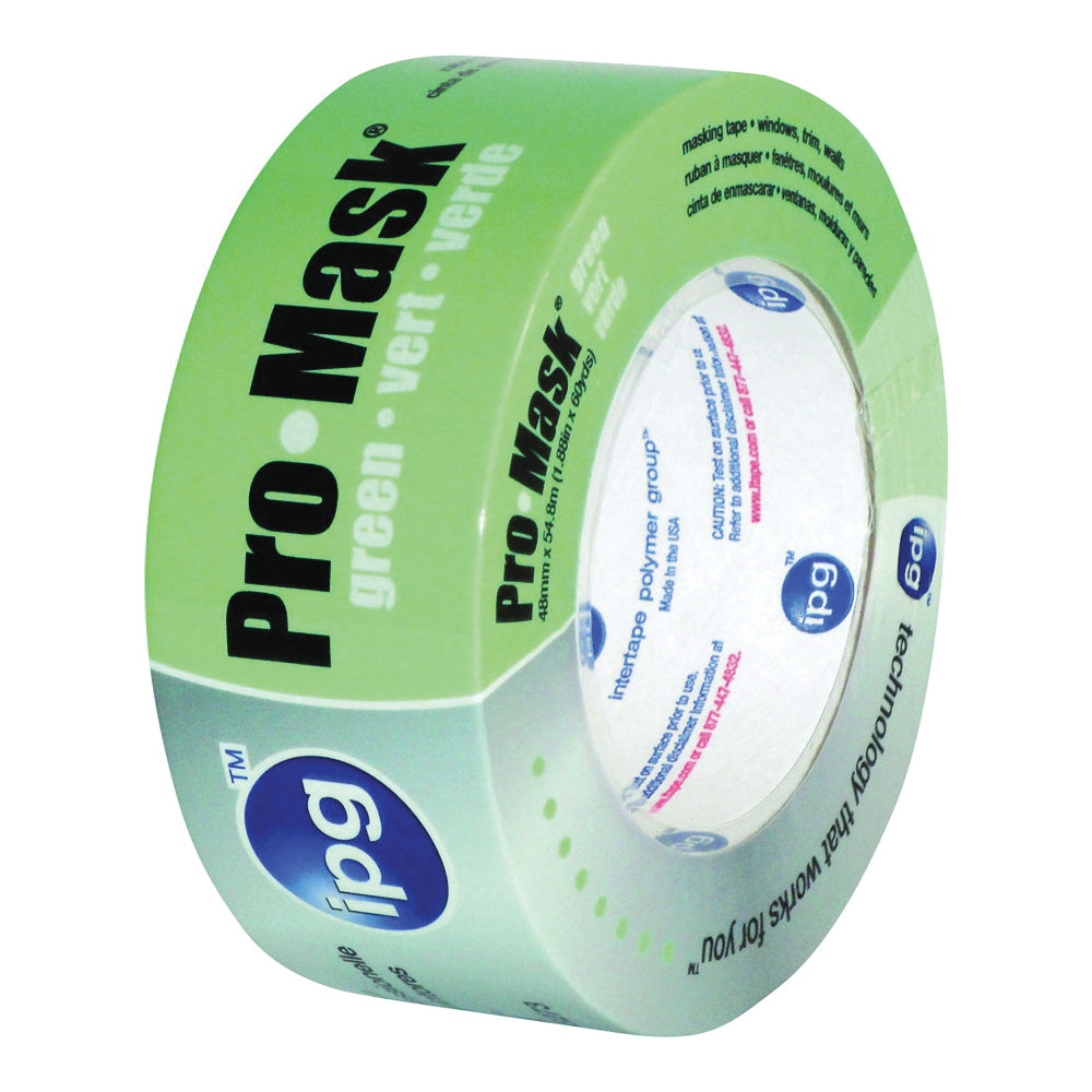 IPG 5802-.75 Masking Tape, 60 yd L, 3/4 in W, Crepe Paper Backing, Light Green