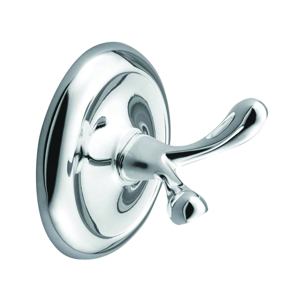 Moen Yorkshire Series 5303CH Robe Hook, 30 lb, 2-Hook, Zinc, Polished Chrome, Screw Mounting