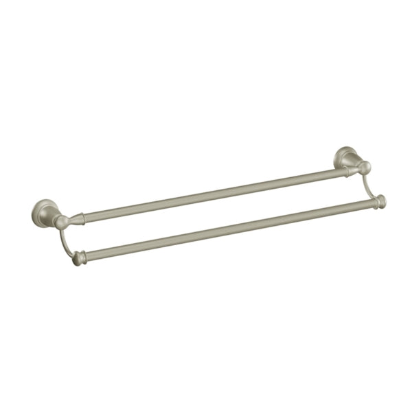 Moen Banbury Y2622BN Double Towel Bar, 24 in L Rod, Aluminum/Zamac, Brushed Nickel, Surface Mounting