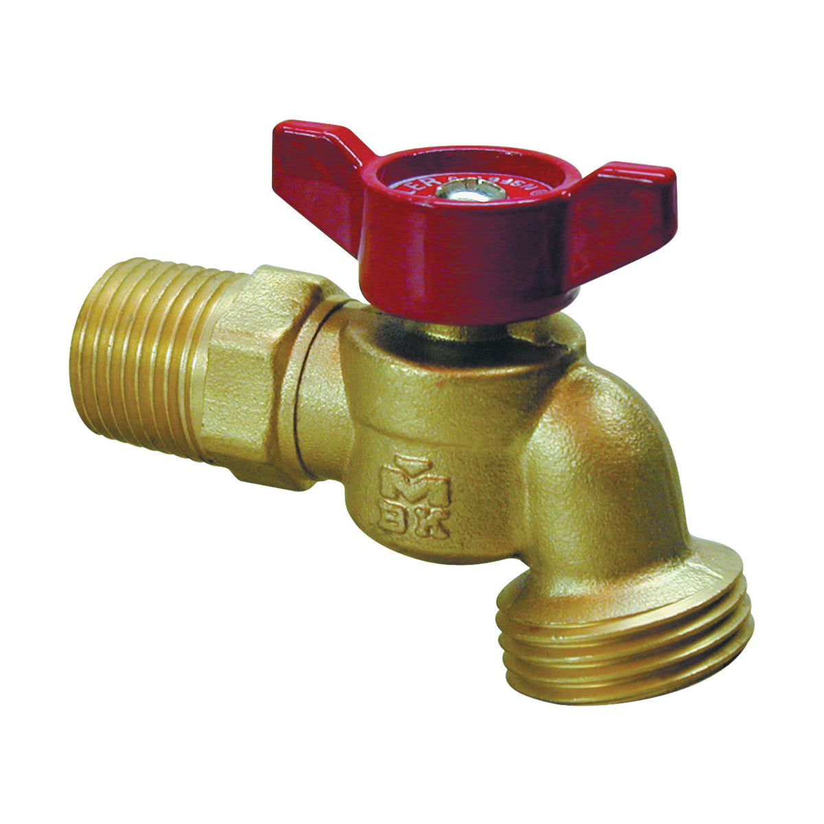 B &amp; K 103-053HN Hose Bibb, 1/2 x 1/2 in Connection, MPT x Male Hose, 125 psi Pressure, Brass Body, Chrome