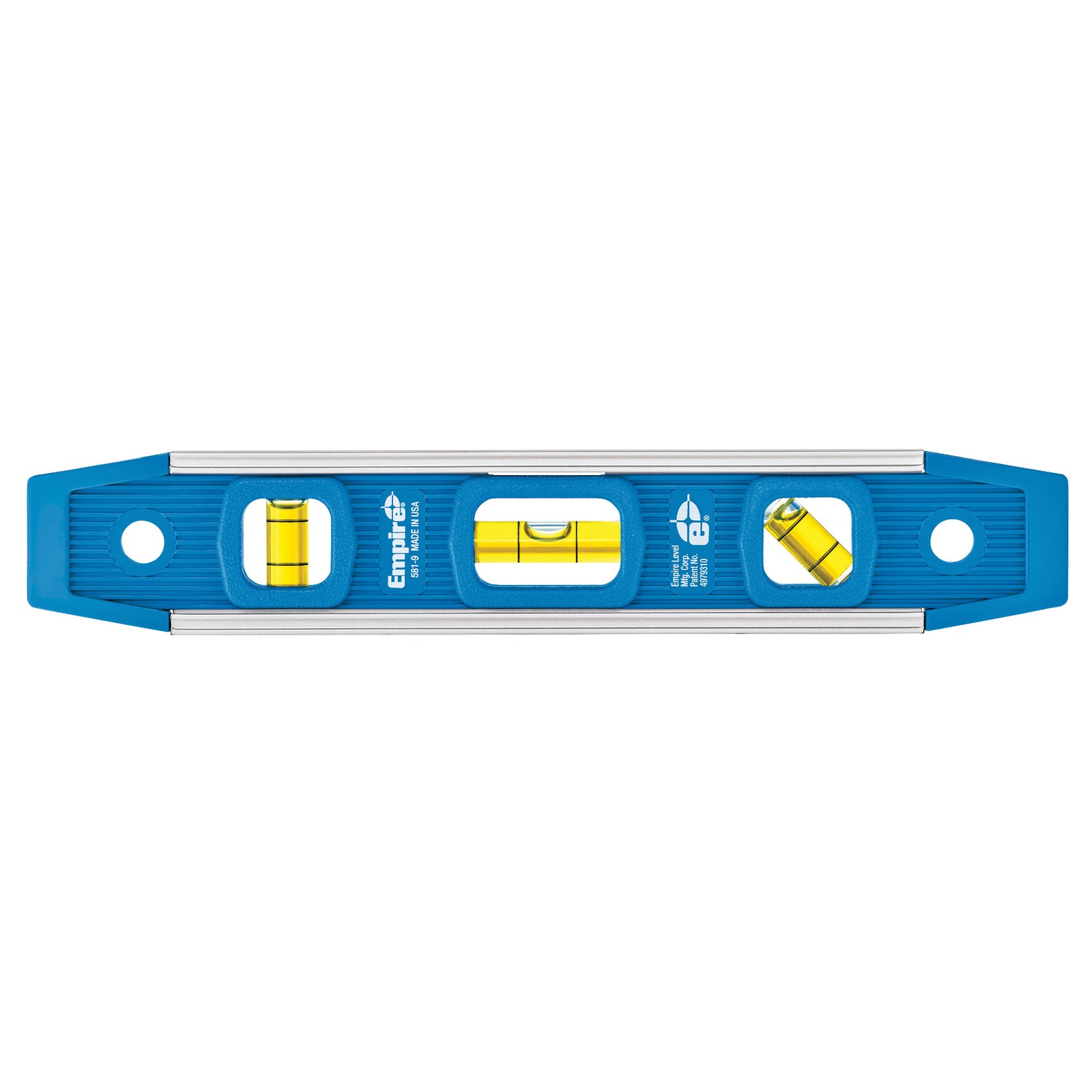 Empire 581-9 Magnetic Torpedo Level, 9 in L, 3-Vial, Magnetic, Aluminum, Blue