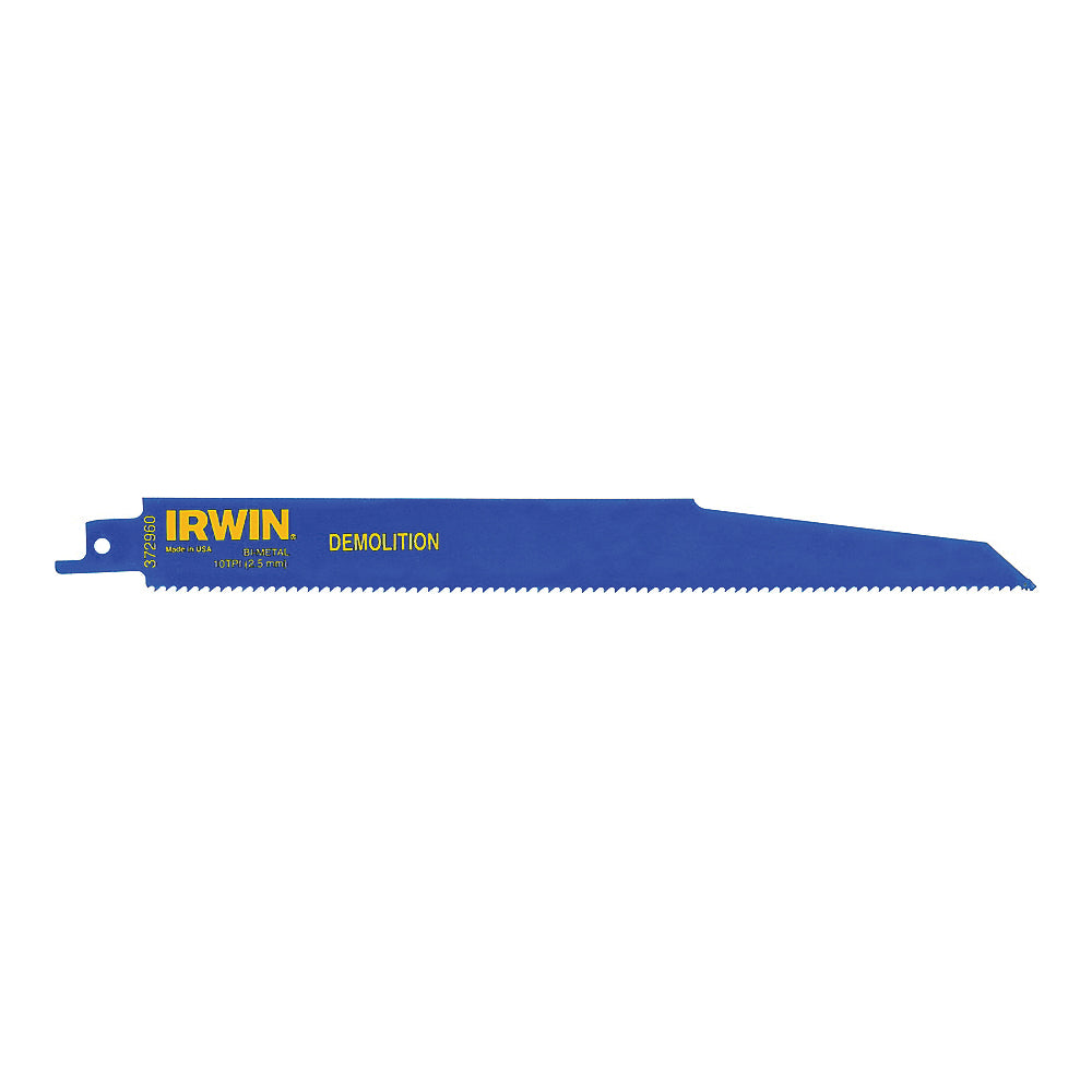 IRWIN 372960P5 Reciprocating Saw Blade, 9 in L, 10 TPI, Cobalt/Steel Cutting Edge