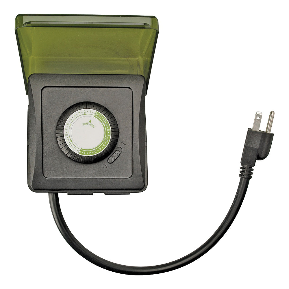 Woods 50012 Mechanical Timer, 15 A, 125 V, 1875 W, 24 hr Time Setting, 24 On/Off Cycles Per Day Cycle, Black