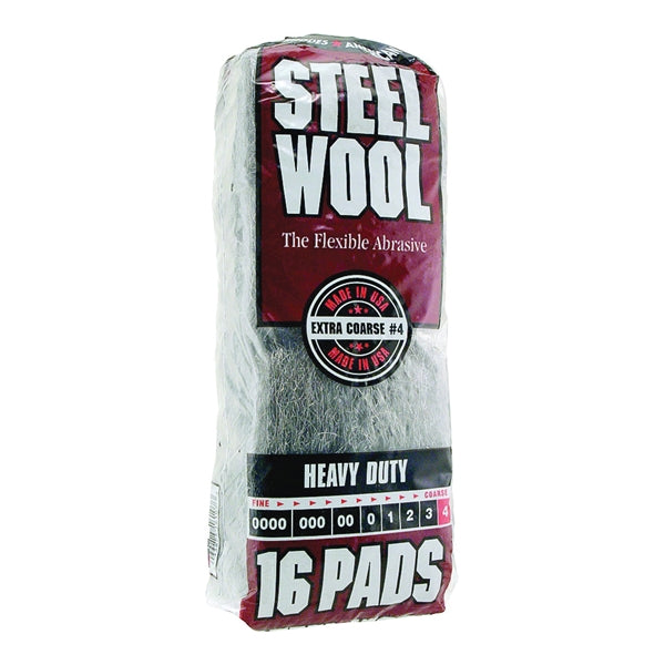 Homax 106607-06 Steel Wool, #4 Grit, Extra Coarse, Gray