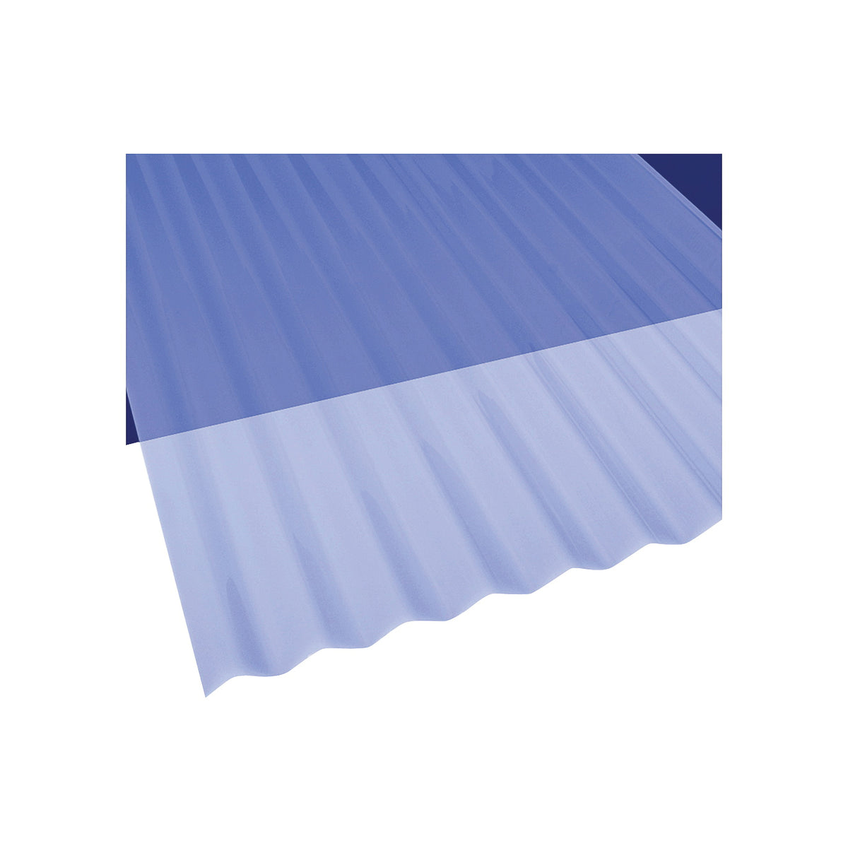 Sun N Rain 106631 Corrugated Roofing Panel, 8 ft L, 26 in W, PVC, Clear Blue