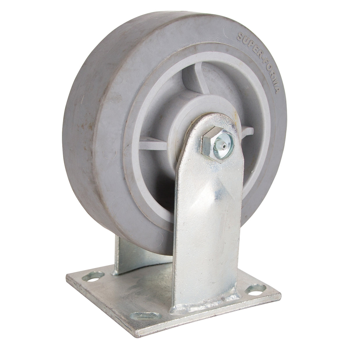 ProSource JC-T05 Rigid Caster, 6 in Dia Wheel, 2 in W Wheel, Thermoplastic Rubber Wheel, Gray, 500 lb