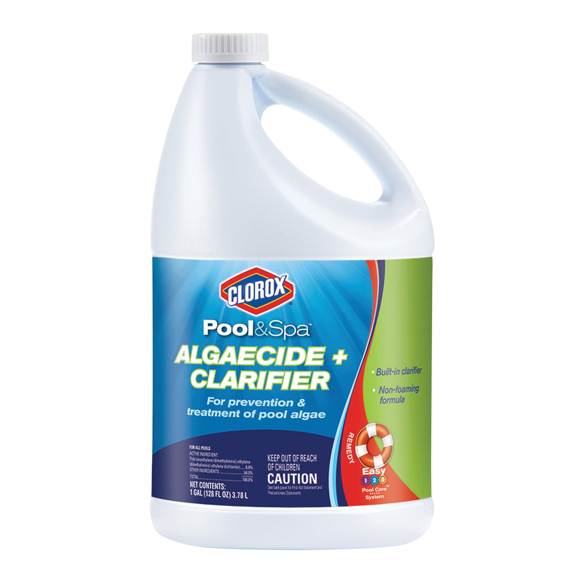 Clorox 42128CLX Algaecide and Clarifier, 128 oz, Liquid, Mild, Blue/Green