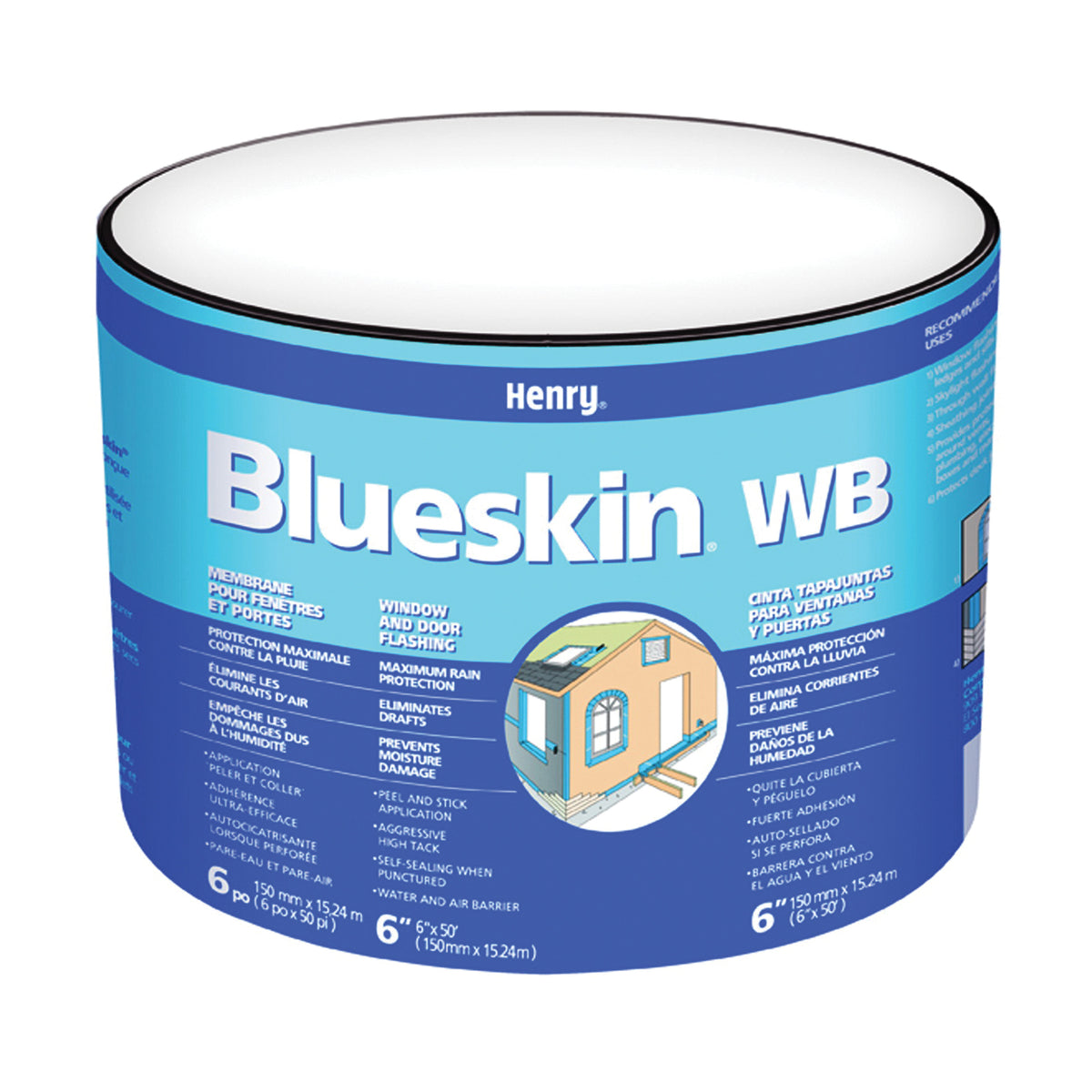Blueskin WB BH200WB4559 Window and Door Flashing, 50 ft L, 4 in W, Blue, Self-Adhesive