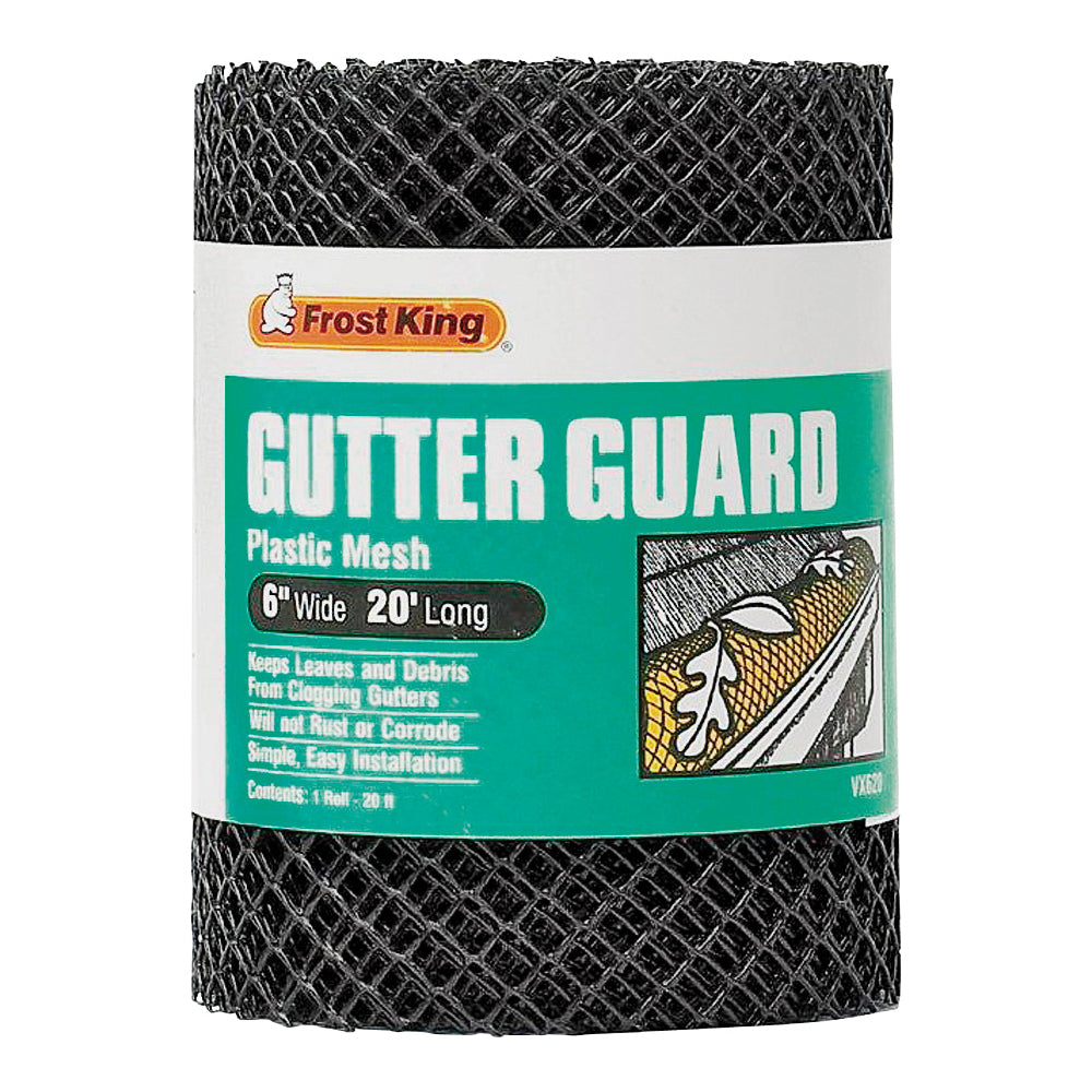 Frost King VX620 Gutter Guard, 20 ft L, 6 in W, Vinyl, Black